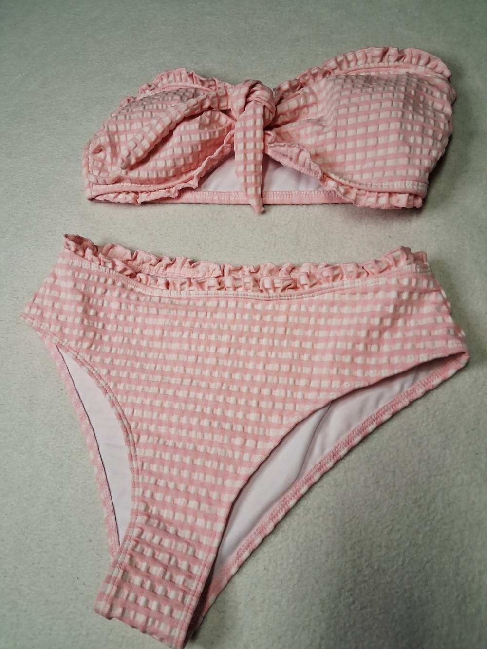 Pink Ruffle Bandeau Bikini Set - Picture 2 of 7